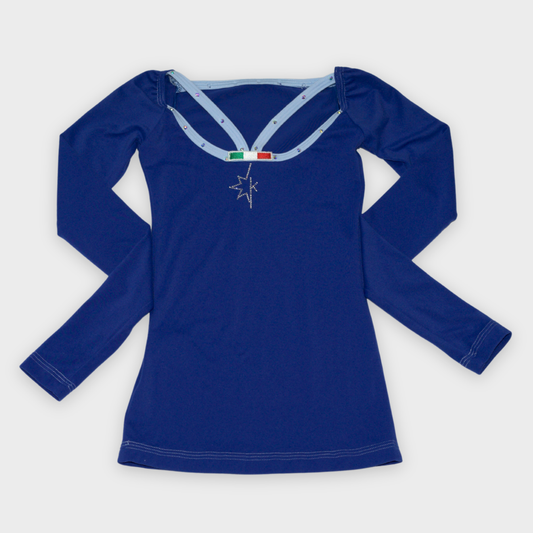 Titta Long Sleeves Shirt with Contrasting Trim and Straps