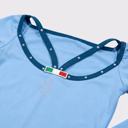 Titta Shirt with Contrasting Trim and Straps Long Sleeves