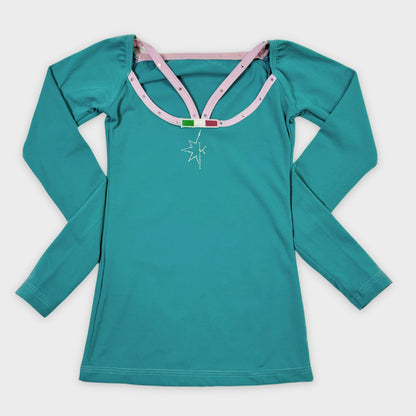 Titta Shirt with Contrasting Trim and Straps Long Sleeves